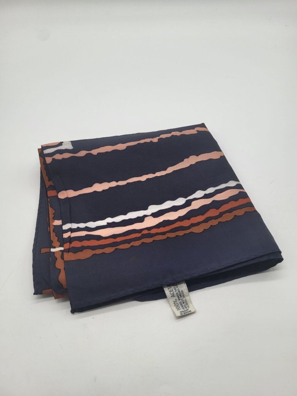 VTG Scarf Acetate Eastman 27" 1970s Geometric Abstract Japan Water Repellent - Picture 2 of 7